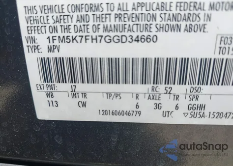 2016 Ford Explorer Limited from USA, damaged, VIN 1FM5K7FH7GGD34660